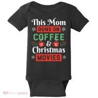 This Mom Runs On Coffee And Christmas Movies Baby Bodysuit thumb 0