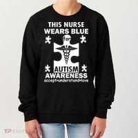 This Nurse Wears Blue For Autism Awareness Women's Sweatshirt thumb 0