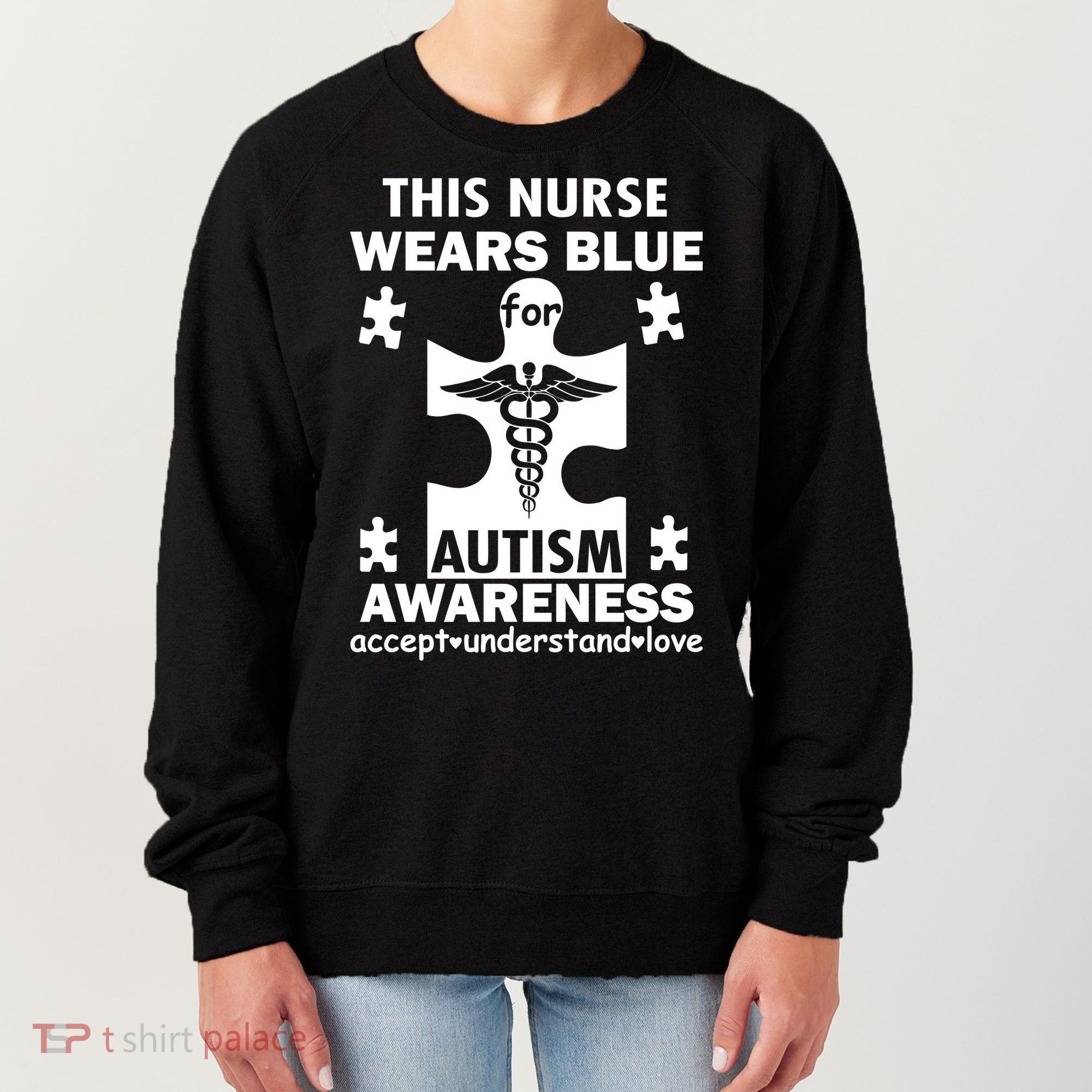 This Nurse Wears Blue For Autism Awareness Women's Sweatshirt