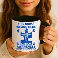 This Nurse Wears Blue For Autism Awareness Coffee Mug thumb 3