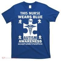 This Nurse Wears Blue For Autism Awareness T-Shirt thumb 0