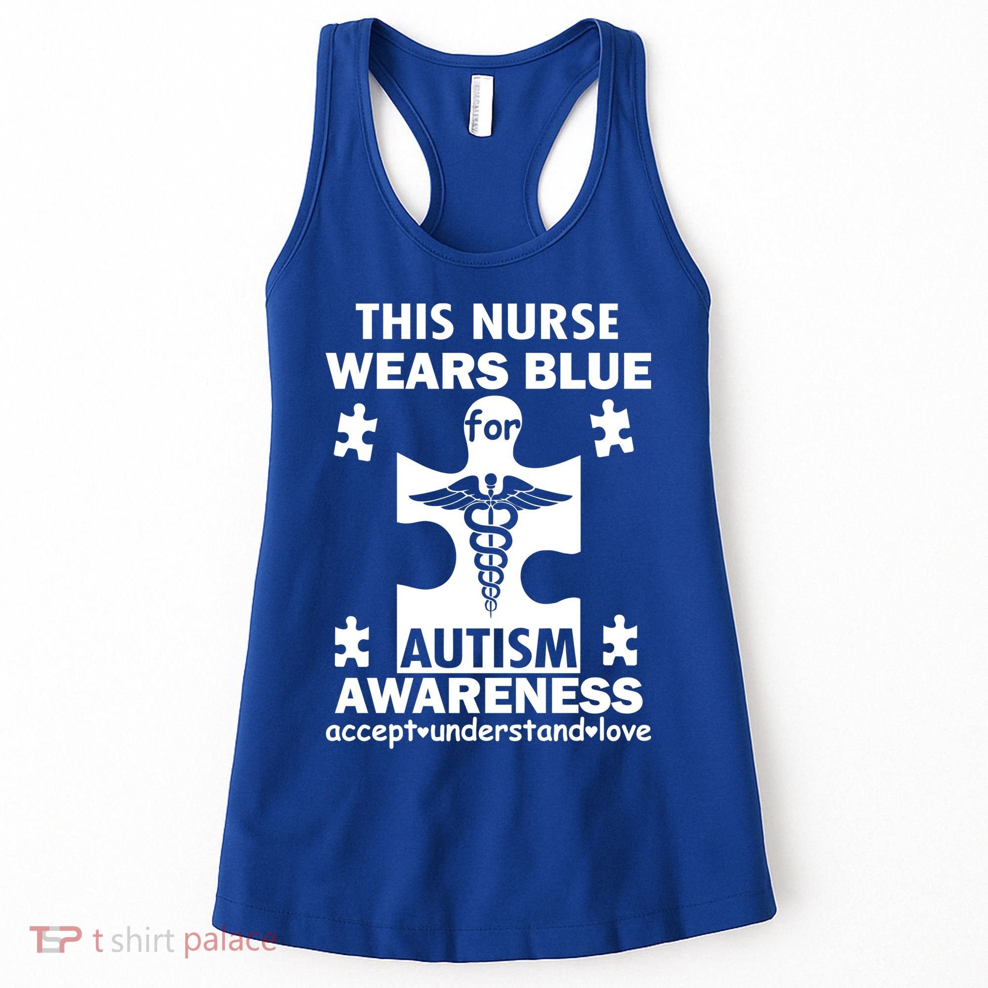 This Nurse Wears Blue For Autism Awareness Women's Tank Top