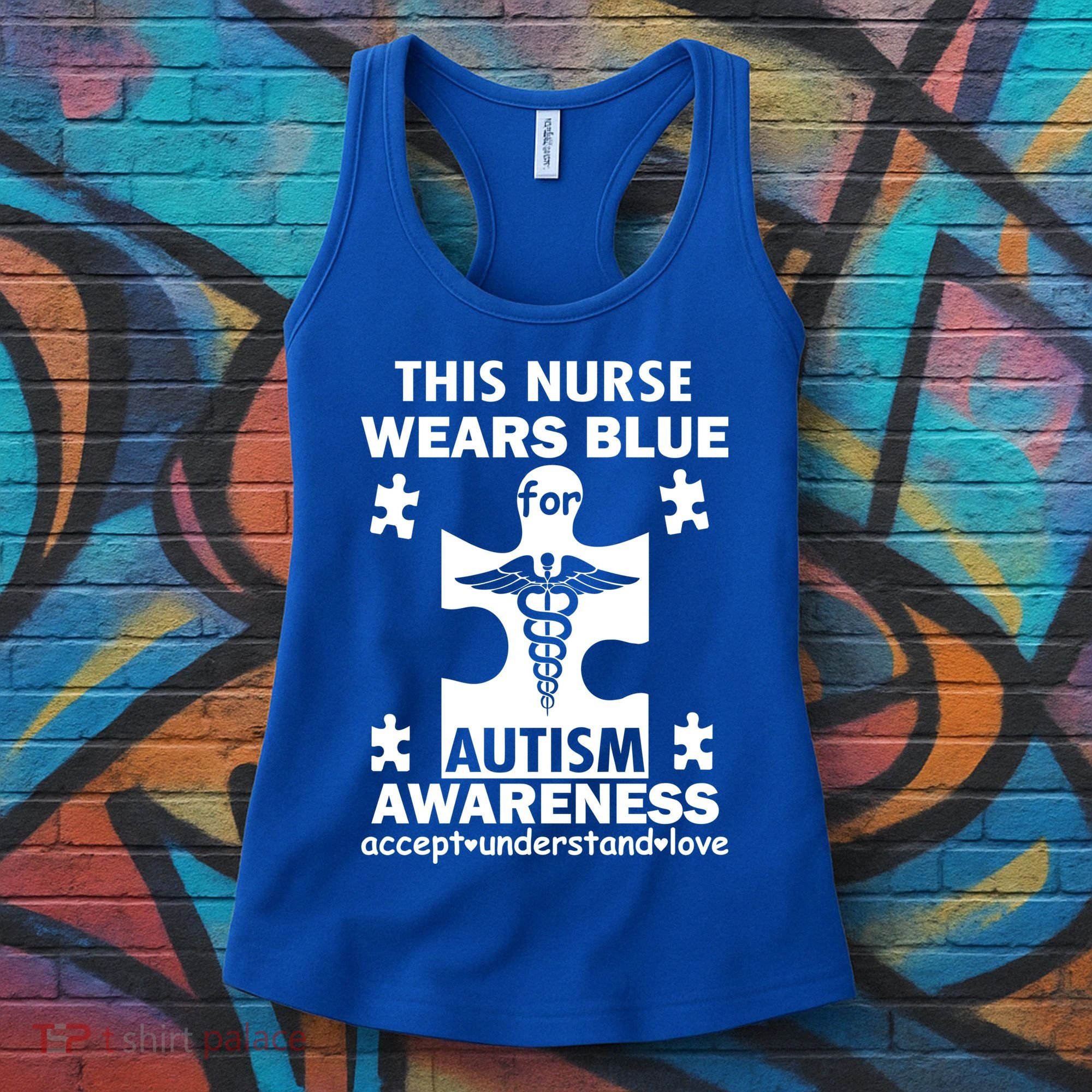 This Nurse Wears Blue For Autism Awareness Women's Tank Top