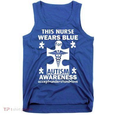 This Nurse Wears Blue For Autism Awareness Tank Top