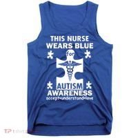 This Nurse Wears Blue For Autism Awareness Tank Top thumb 0