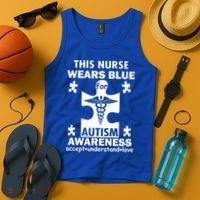 This Nurse Wears Blue For Autism Awareness Tank Top thumb 4