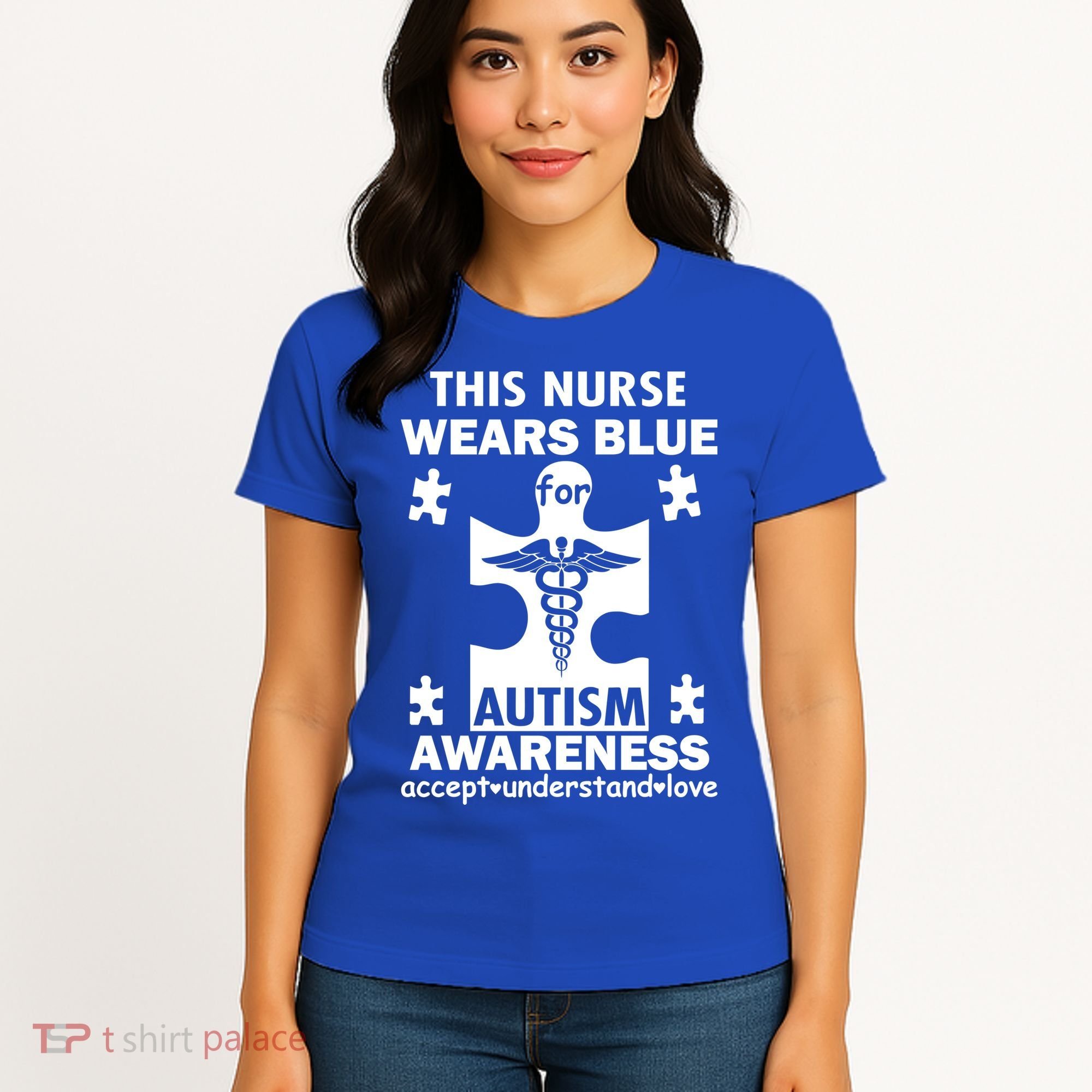 This Nurse Wears Blue For Autism Awareness Women's T-Shirt