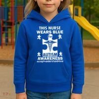 This Nurse Wears Blue For Autism Awareness Kids Hoodie thumb 3