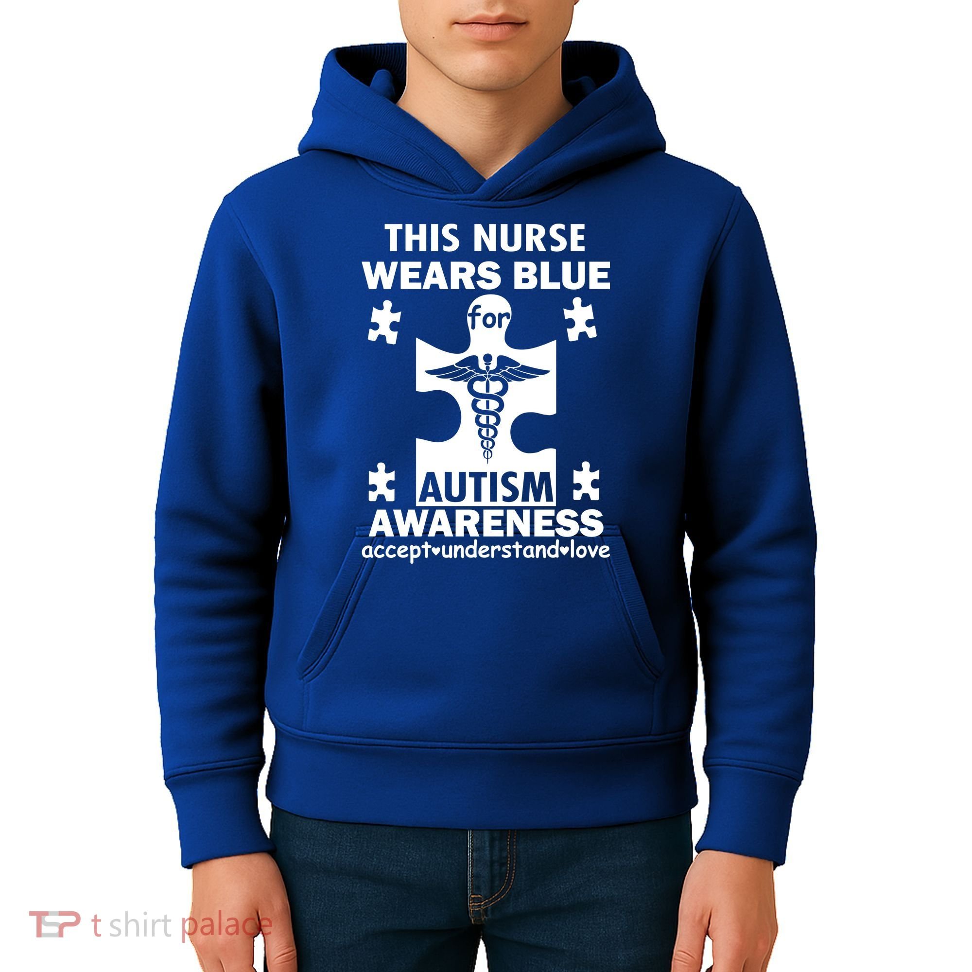 This Nurse Wears Blue For Autism Awareness Kids Hoodie