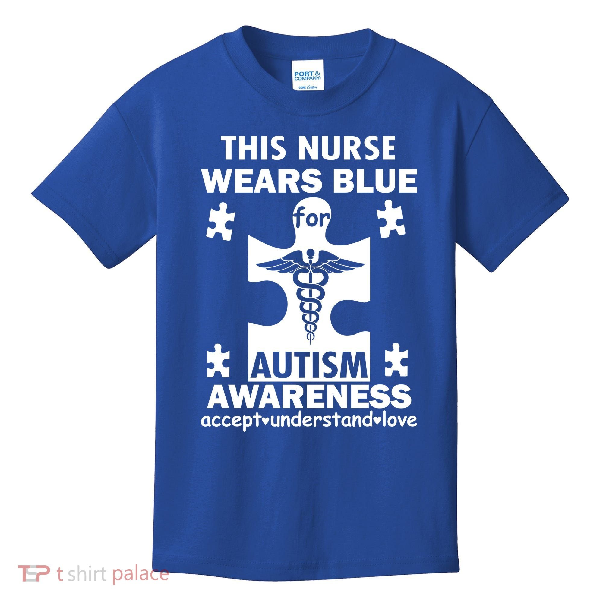 This Nurse Wears Blue For Autism Awareness Kids T-Shirt