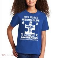 This Nurse Wears Blue For Autism Awareness Kids T-Shirt thumb 2