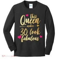 This Queen Makes 30 Look Fabulous  Kids Long Sleeve Shirt thumb 0