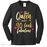 This Queen Makes 40 Look Fabulous  Kids Long Sleeve Shirt thumb 0