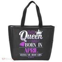 This Queen Was Born In April Living My Best Life Tote Bag thumb 0