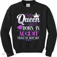 This Queen Was Born In August Living My Best Life Kids Sweatshirt thumb 0