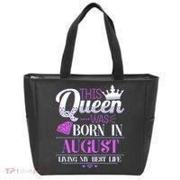 This Queen Was Born In August Living My Best Life Tote Bag thumb 0