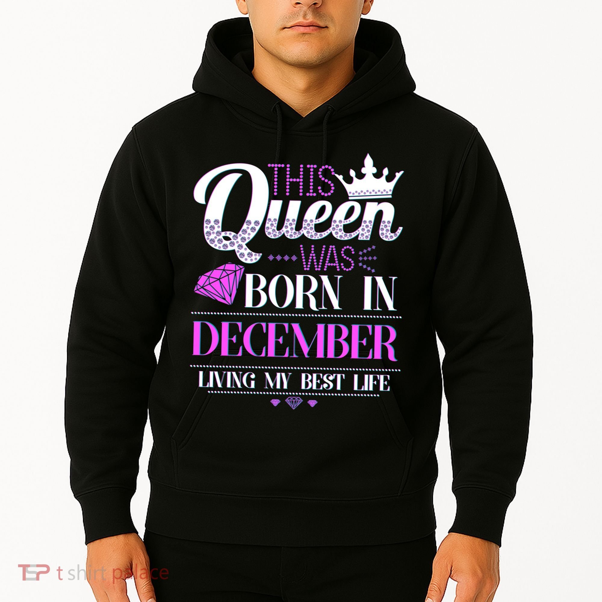 This Queen Was Born In December Living My Best Life Hoodie