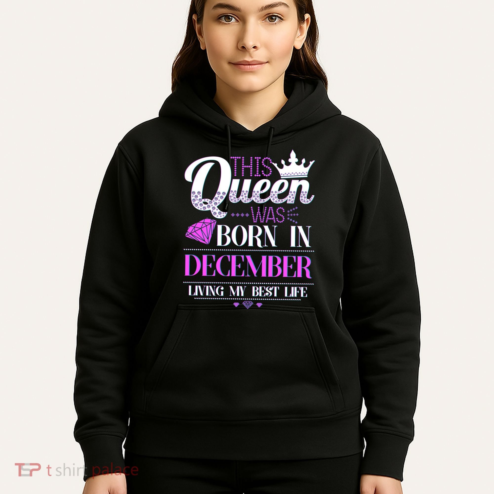 This Queen Was Born In December Living My Best Life Hoodie