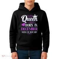 This Queen Was Born In December Living My Best Life Kids Hoodie thumb 4