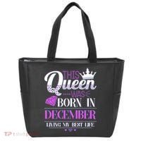 This Queen Was Born In December Living My Best Life Tote Bag thumb 0