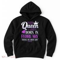 This Queen Was Born In February Living My Best Life Hoodie thumb 0