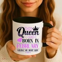 This Queen Was Born In February Living My Best Life Coffee Mug thumb 3