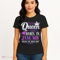 This Queen Was Born In January Living My Best Life Women's T-Shirt thumb 4