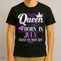 This Queen Was Born In July Living My Best Life T-Shirt thumb 3
