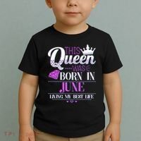 This Queen Was Born In June Living My Best Life Toddler T-Shirt thumb 2
