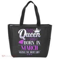 This Queen Was Born In March Living My Best Life Tote Bag thumb 0