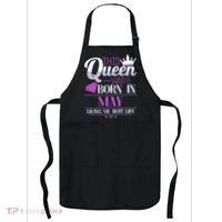 This Queen Was Born In May Living My Best Life Apron thumb 0