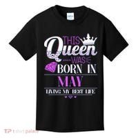 This Queen Was Born In May Living My Best Life Kids T-Shirt thumb 0