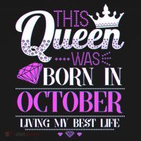 This Queen Was Born In October Living My Best Life USA-Made Doggie Bandana thumb 2
