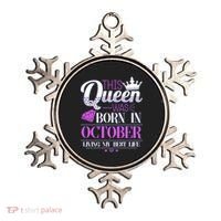 This Queen Was Born In October Living My Best Life Ornament thumb 0