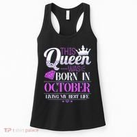 This Queen Was Born In October Living My Best Life Women's Tank Top thumb 0