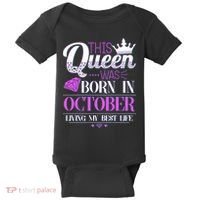 This Queen Was Born In October Living My Best Life Baby Bodysuit thumb 0