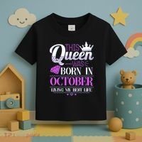 This Queen Was Born In October Living My Best Life Toddler T-Shirt thumb 3