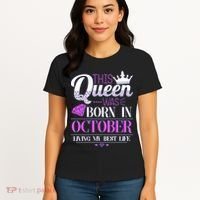 This Queen Was Born In October Living My Best Life Women's T-Shirt thumb 4