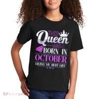 This Queen Was Born In October Living My Best Life Kids T-Shirt thumb 2