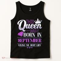 This Queen Was Born In September Living My Best Life Tank Top thumb 2