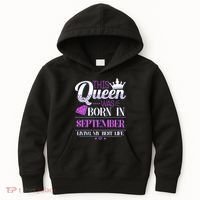 This Queen Was Born In September Living My Best Life Kids Hoodie thumb 0