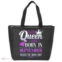 This Queen Was Born In September Living My Best Life Tote Bag thumb 0