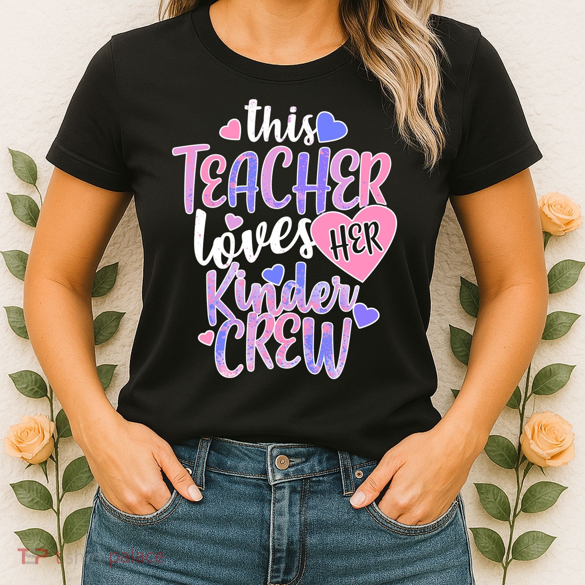 This Teacher Loves Her Kinder Crew Women's T-Shirt