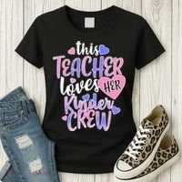 This Teacher Loves Her Kinder Crew Women's T-Shirt thumb 3