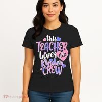 This Teacher Loves Her Kinder Crew Women's T-Shirt thumb 4