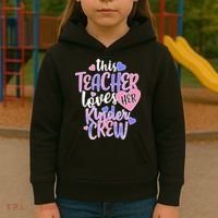 This Teacher Loves Her Kinder Crew Kids Hoodie thumb 3