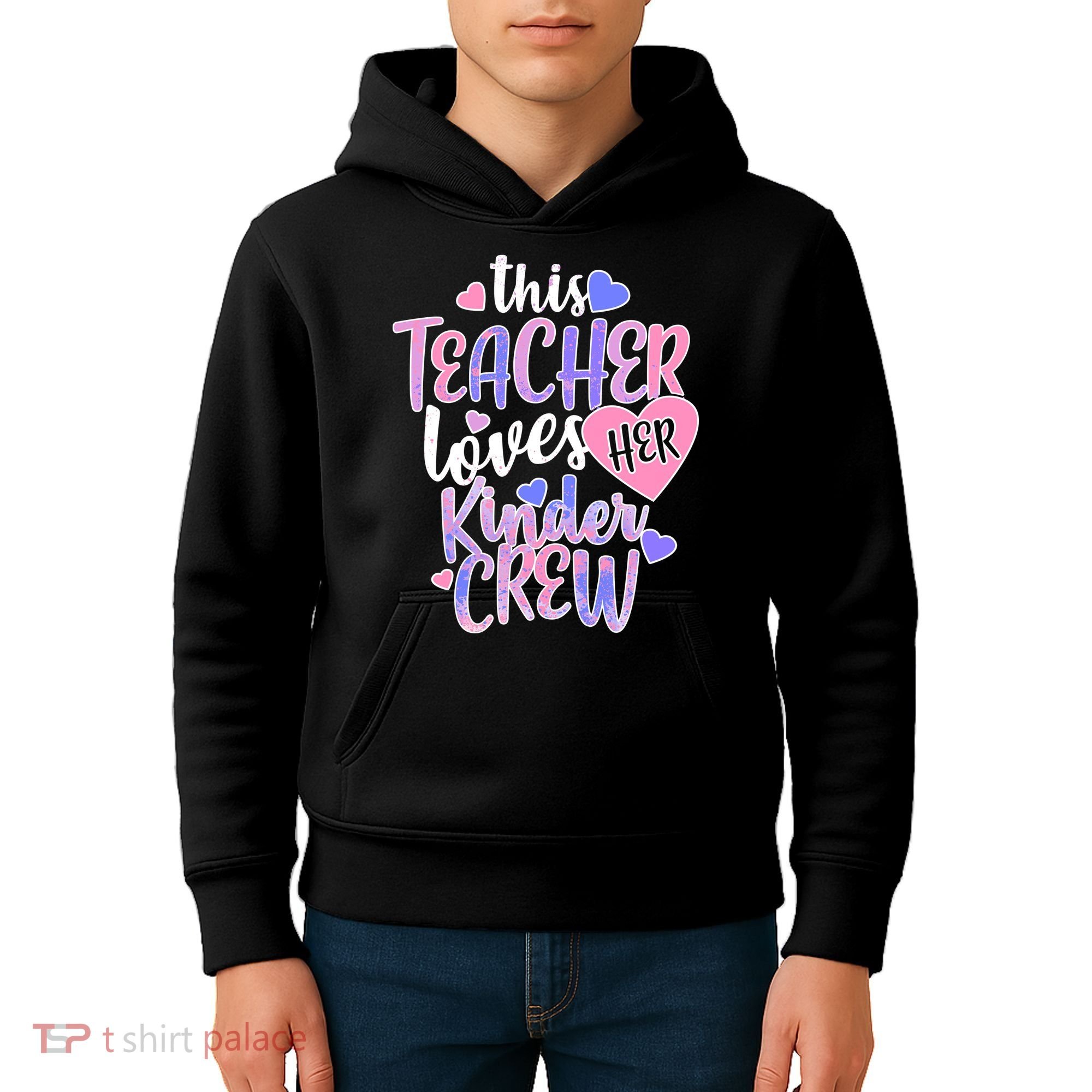 This Teacher Loves Her Kinder Crew Kids Hoodie