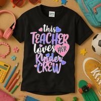 This Teacher Loves Her Kinder Crew Kids T-Shirt thumb 3