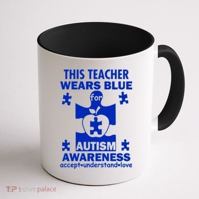 This Teacher Wears Blue Autism Awareness Coffee Mug back