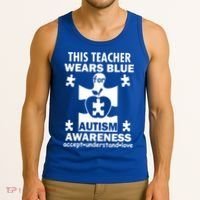 This Teacher Wears Blue Autism Awareness Tank Top thumb 3